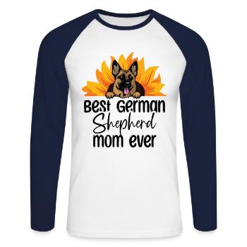 Beste Deutsche Schäferhund-Mama aller Zeiten Hundeliebhaber GSD - Unisex Baseballshirt langarm - Weiß/Navy - Vorne - Nik (191cm)