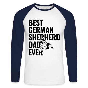 Bester Deutscher Schäferhund Vater aller Zeiten Hundeliebhaber GSD - Unisex Baseballshirt langarm - Weiß/Navy - Vorne - Nik (191cm)