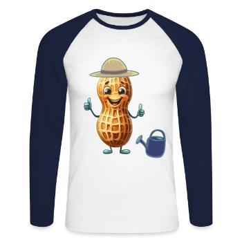 Jardinier de cacahuètes Jardinage Jardinier amateur - T-shirt baseball manches longues Homme - blanc/marine - Devant - Nik (191cm)