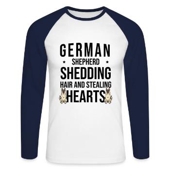 German Shepherd Shedding Hair And Stealing Hearts - Unisex Long Sleeve Baseball T-Shirt - white/navy - Front - Nik (191cm)