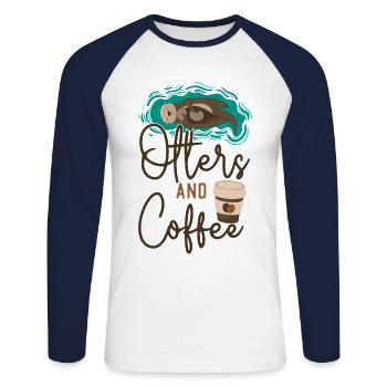Otter Coffee Otters And Coffee - Unisex Long Sleeve Baseball T-Shirt - white/navy - Front - Nik (191cm)