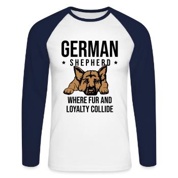 German Shepherd Where Fur And Loyalty Collide Dog - Unisex Long Sleeve Baseball T-Shirt - white/navy - Front - Nik (191cm)