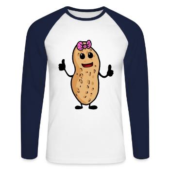 Peanut Peanuts Nut Thumbs Up Winner Winner - Unisex Long Sleeve Baseball T-Shirt - white/navy - Front - Nik (191cm)