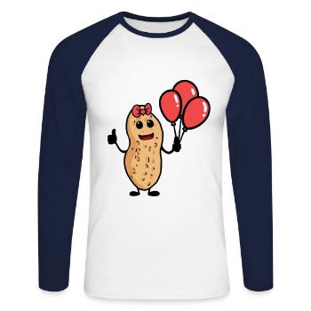 Ballons d’anniversaire cacahuètes Enfants Enfant - T-shirt baseball manches longues Homme - blanc/marine - Devant - Nik (191cm)