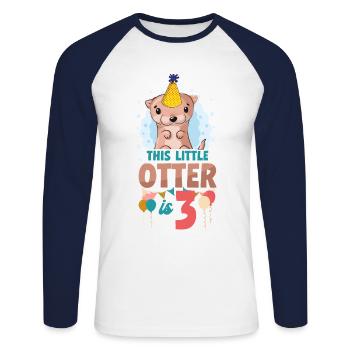 Otter Birthday This Little Otter - Unisex Long Sleeve Baseball T-Shirt - white/navy - Front - Nik (191cm)