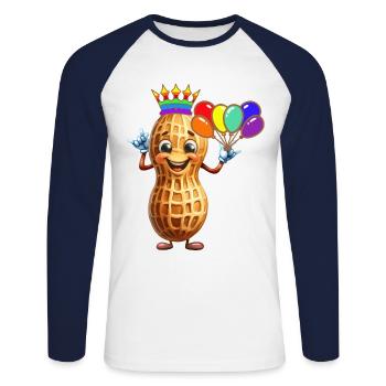 Drôle Peanut Enfants Enfant Naissance Anniversaire Bébé - T-shirt baseball manches longues Homme - blanc/marine - Devant - Nik (191cm)
