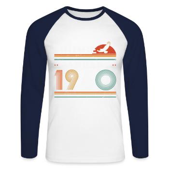 Januar 1960 Retro Vintage Geburtstagsgeschenk - Unisex Baseballshirt langarm - Weiß/Navy - Vorne - Nik (191cm)