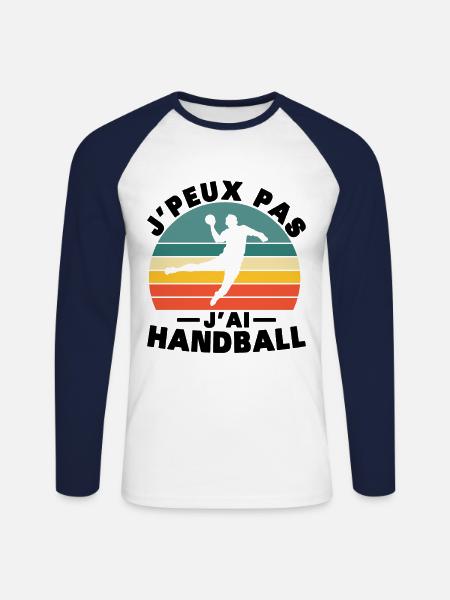 Ich kann nicht Handball haben - Unisex Baseballshirt langarm - Weiß/Navy