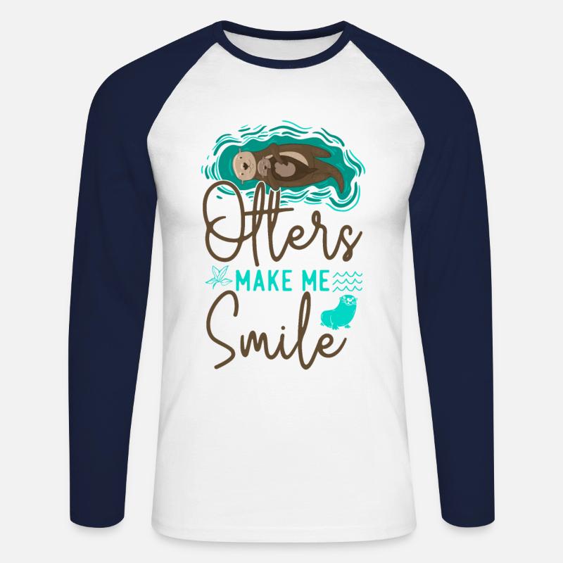 Otter Otters Make Me Smile - Unisex Baseballshirt langarm - Weiß/Navy