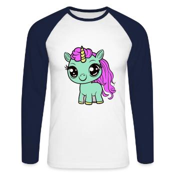 Bébé Licorne Licornes Enfant Enfants Enfant Enfant Cheval - T-shirt baseball manches longues Homme - blanc/marine - Devant - Nik (191cm)