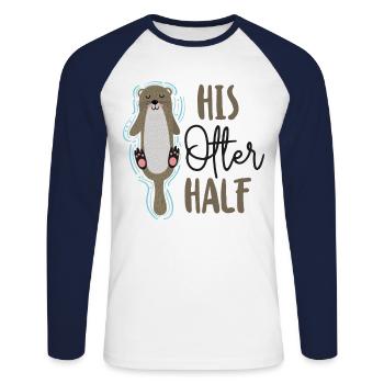 Otter Couple Pun Valentines Day - Unisex Baseballshirt langarm - Weiß/Navy - Vorne - Nik (191cm)