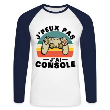 Ich kann nicht trösten, Humor Geschenk - Unisex Baseballshirt langarm - Weiß/Navy - Vorne - Nik (191cm)
