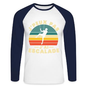 I can't I climbed - Unisex Long Sleeve Baseball T-Shirt - white/navy - Front - Nik (191cm)