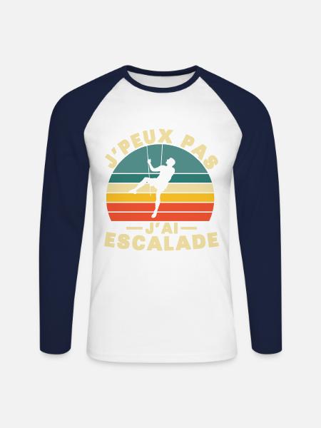 I can't I climbed - Unisex Long Sleeve Baseball T-Shirt - white/navy