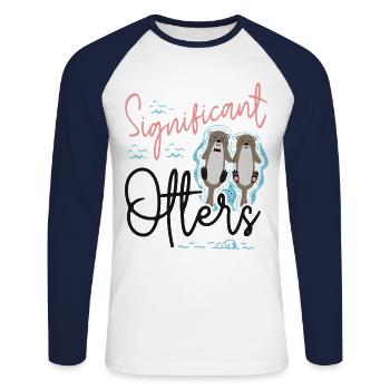 Otter Pun Significant Otter - Unisex Long Sleeve Baseball T-Shirt - white/navy - Front - Nik (191cm)