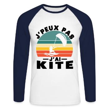 I Can't I Kite Gift Humor - Unisex Long Sleeve Baseball T-Shirt - white/navy - Front - Nik (191cm)