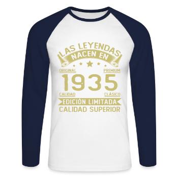 The Legends 1935 Cadeau d’anniversaire vintage - T-shirt baseball manches longues Homme - blanc/marine - Devant - Nik (191cm)