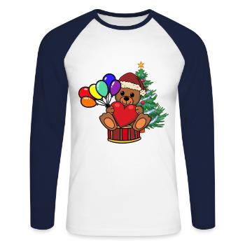 Ours en peluche Père Noël Père Noël Enfants - T-shirt baseball manches longues Homme - blanc/marine - Devant - Nik (191cm)
