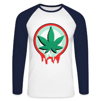 Cannabis - Unisex Long Sleeve Baseball T-Shirt - white/navy - Front - Nik (191cm)