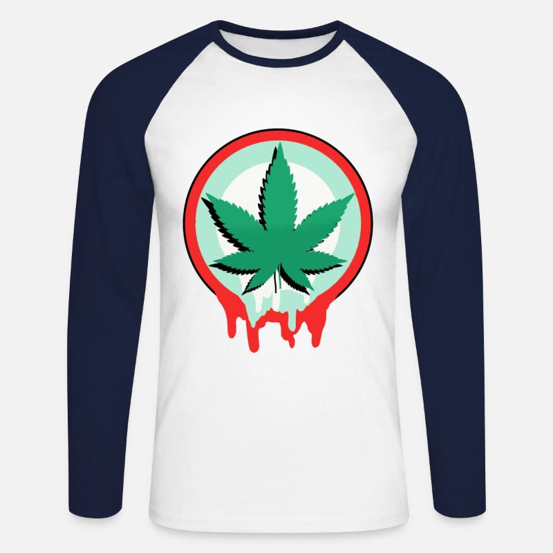 Cannabis - Unisex Baseballshirt langarm - Weiß/Navy