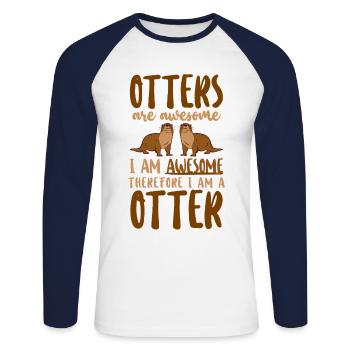 Otter Otters Are Awesome I Am - Unisex Long Sleeve Baseball T-Shirt - white/navy - Front - Nik (191cm)