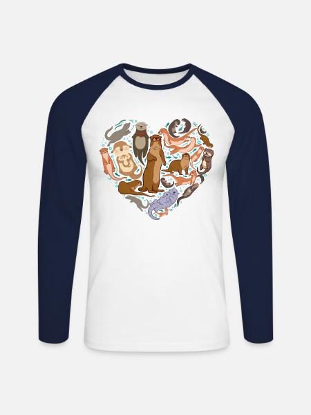 Otter Heart - Unisex Baseballshirt langarm - Weiß/Navy