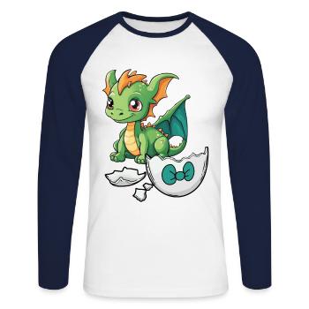 Dinos Dinos Enfants Enfant Bébé Dragon Dragon Oeuf - T-shirt baseball manches longues Homme - blanc/marine - Devant - Nik (191cm)