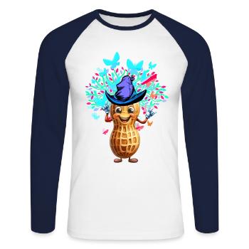 Spring Magic Peanut Peanuts Natural Insects - Unisex Long Sleeve Baseball T-Shirt - white/navy - Front - Nik (191cm)