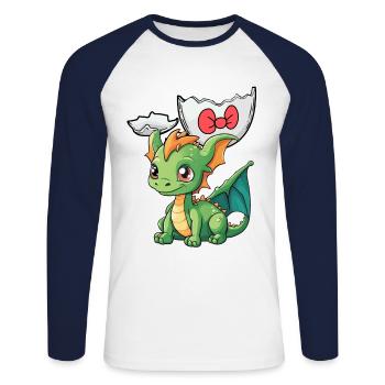 Dragon Bébé Oeuf Coquille Naissance Éclosion Oeuf Enfants - T-shirt baseball manches longues Homme - blanc/marine - Devant - Nik (191cm)