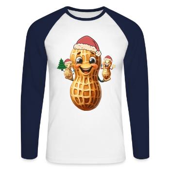 Weihnachtsgeschenk Nikolaus Weihnachtsmann Erdnuss - Unisex Baseballshirt langarm - Weiß/Navy - Vorne - Nik (191cm)