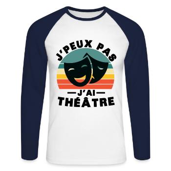 Ich kann nicht Theater spielen - Unisex Baseballshirt langarm - Weiß/Navy - Vorne - Nik (191cm)