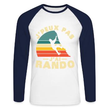Ich kann nicht haben Rando Humor Geschenk Wanderer - Unisex Baseballshirt langarm - Weiß/Navy - Vorne - Nik (191cm)