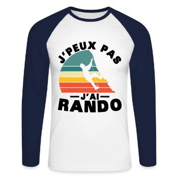 Ich kann nicht haben Rando Humor Geschenk Wanderer - Unisex Baseballshirt langarm - Weiß/Navy - Vorne - Nik (191cm)