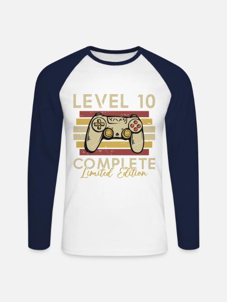Level 10 Complete - Unisex Long Sleeve Baseball T-Shirt - white/navy