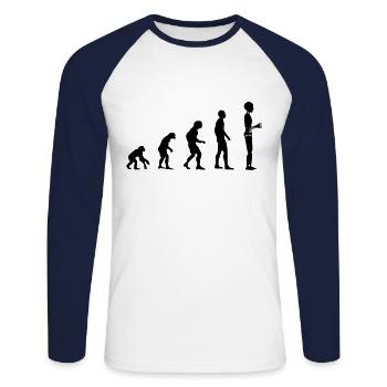 Intelligence artificielle - T-shirt baseball manches longues Homme - blanc/marine - Devant - Nik (191cm)