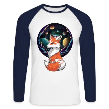 Mystic Fox Renards Renarde Planète Tout - T-shirt baseball manches longues Homme - blanc/marine - Devant - Nik (191cm)