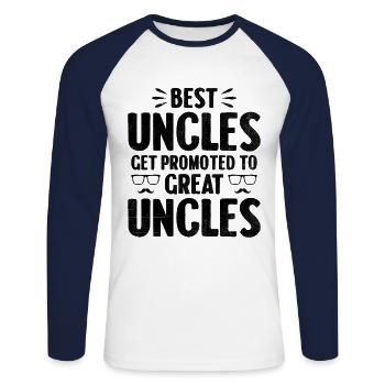 Best Uncles Get Promoted To Great Uncles Family Un - Unisex Long Sleeve Baseball T-Shirt - white/navy - Front - Nik (191cm)