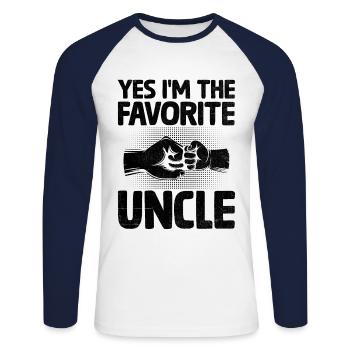 Ja, ich bin der Lieblingsonkel Familie Onkel Nichte Nep - Unisex Baseballshirt langarm - Weiß/Navy - Vorne - Nik (191cm)