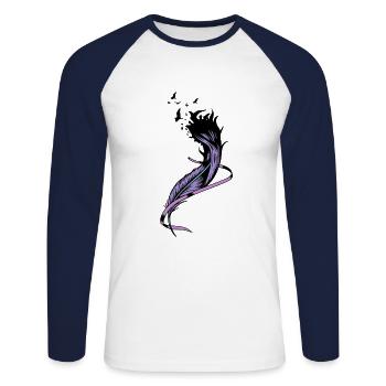 Feather Bird Birds Nature Nature Lover - Unisex Long Sleeve Baseball T-Shirt - white/navy - Front - Nik (191cm)