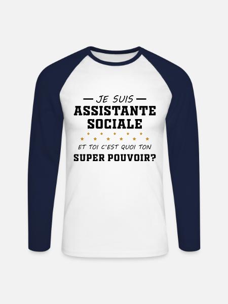 Sozialarbeiterin - Superkraft - Geschenk - Unisex Baseballshirt langarm - Weiß/Navy