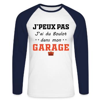 I can't I have a job at the handyman dad garage - Unisex Long Sleeve Baseball T-Shirt - white/navy - Front - Nik (191cm)