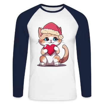 Weihnachten Haustiere Haustier Katze Katzen - Unisex Baseballshirt langarm - Weiß/Navy - Vorne - Nik (191cm)