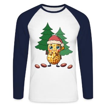Cacahuètes Noix de Noël Noix Noël - T-shirt baseball manches longues Homme - blanc/marine - Devant - Nik (191cm)