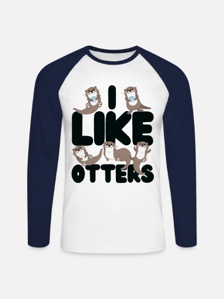 Otter I Like Otters - Unisex Long Sleeve Baseball T-Shirt - white/navy