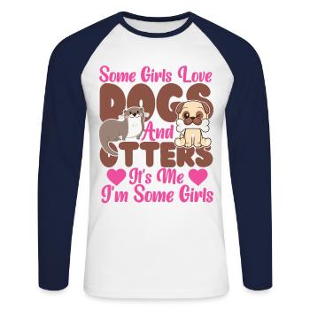 Otter Dog Some Girls Love Dogs And - Unisex Long Sleeve Baseball T-Shirt - white/navy - Front - Nik (191cm)
