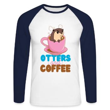 Otter Coffee Otters And Coffee - Unisex Long Sleeve Baseball T-Shirt - white/navy - Front - Nik (191cm)