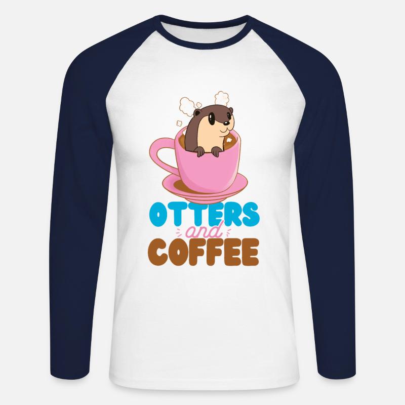 Otter Coffee Otters And Coffee - Unisex Long Sleeve Baseball T-Shirt - white/navy