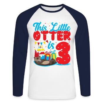 Otter Birthday This Little Otter - Unisex Long Sleeve Baseball T-Shirt - white/navy - Front - Nik (191cm)