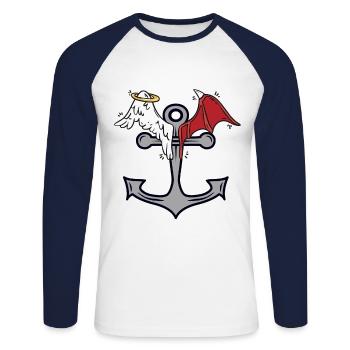 anchor seafaring heavenly devilish maritime - Unisex Long Sleeve Baseball T-Shirt - white/navy - Front - Nik (191cm)