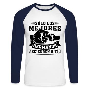 Nur die besten Brüder werden zum Onkel befördert - Unisex Baseballshirt langarm - Weiß/Navy - Vorne - Nik (191cm)